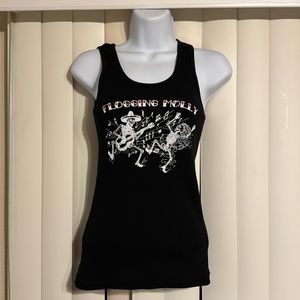 Rare Flogging Molly Women’s Black Ribbed Tank Top Slim Fit Collector Item-Size L